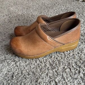 Dansko Brown Leather Slip-On Clogs